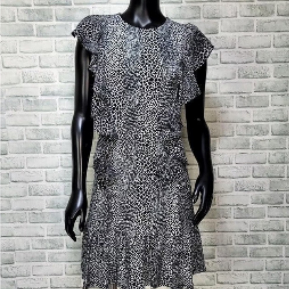 Michael Kors Womens Medium Luxe Jersey Cascade Ruffle Sleeve Cocktail Dress